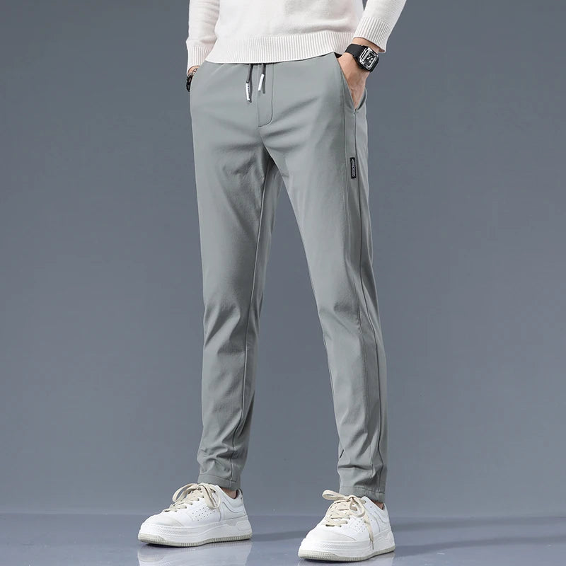 Stretch Casual Pants Men Classic Lightweight Slim Fit Trousers for Men Summer Straight Drawstring Joggers Solid khaki Pants Male