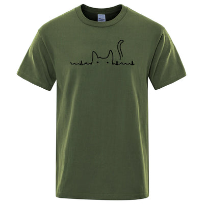 Casual Mens T Shirts Cat Cute