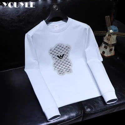 Trend Men Hoodies Hot Rhinestone Designer O-neck Pullover Autumn Winter Male Wear Fashion Neutral Style Sweater Man Clothing 4XL