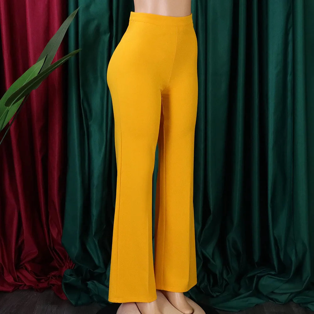 Women’s Shiny Yellow High-Waist Capris - Office & Summer Trousers