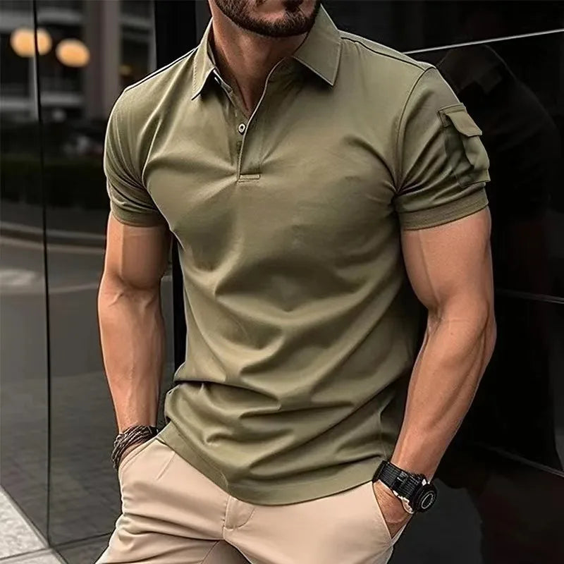 Summer New Men's Casual Short-Sleeved Polo Shirt Office Fashion Rowan Collar T-Shirt Men's Breathable Polo Shirt Men's Clothing