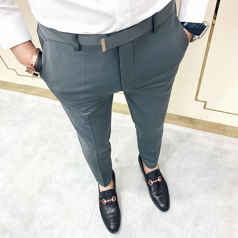 2022 Suit Pants Spring Man Suit Pants Fashion Casual Slim Business Suit Pants Men Wedding Party Work Trousers Classic Large 36