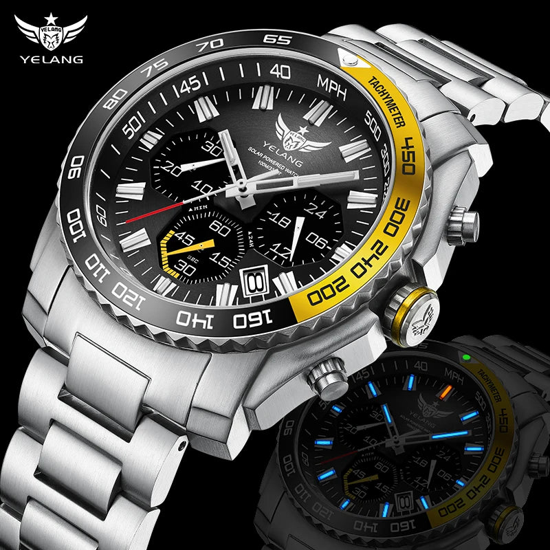 Yelang Watch Man Sports Watch Japan Eco-Drive VR42 Diving Watch 100m Professional Waterproof Gas Luminescence Reloj