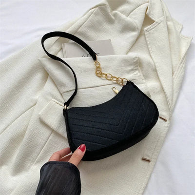 Autumn Trend Line Lightweight Shoulder Bag Crocodile Felt Small Square Bag Women's New Leisure Chain Purses and Handbags