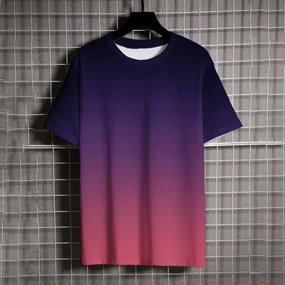 Men's Gradient Ombre T-Shirt – Black to White Casual Style