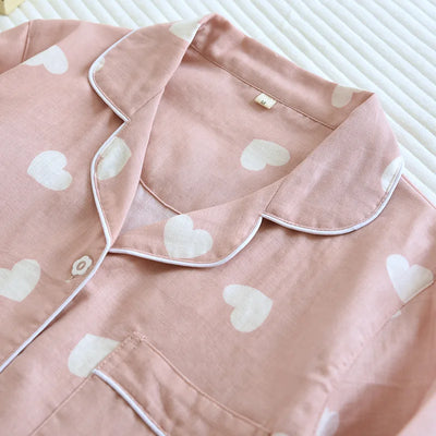 New Spring and Autumn Pajama Set Women's 100% Cotton Long Sleeve Pants Two Piece Love Lovely Sweet Home Furnishing Set