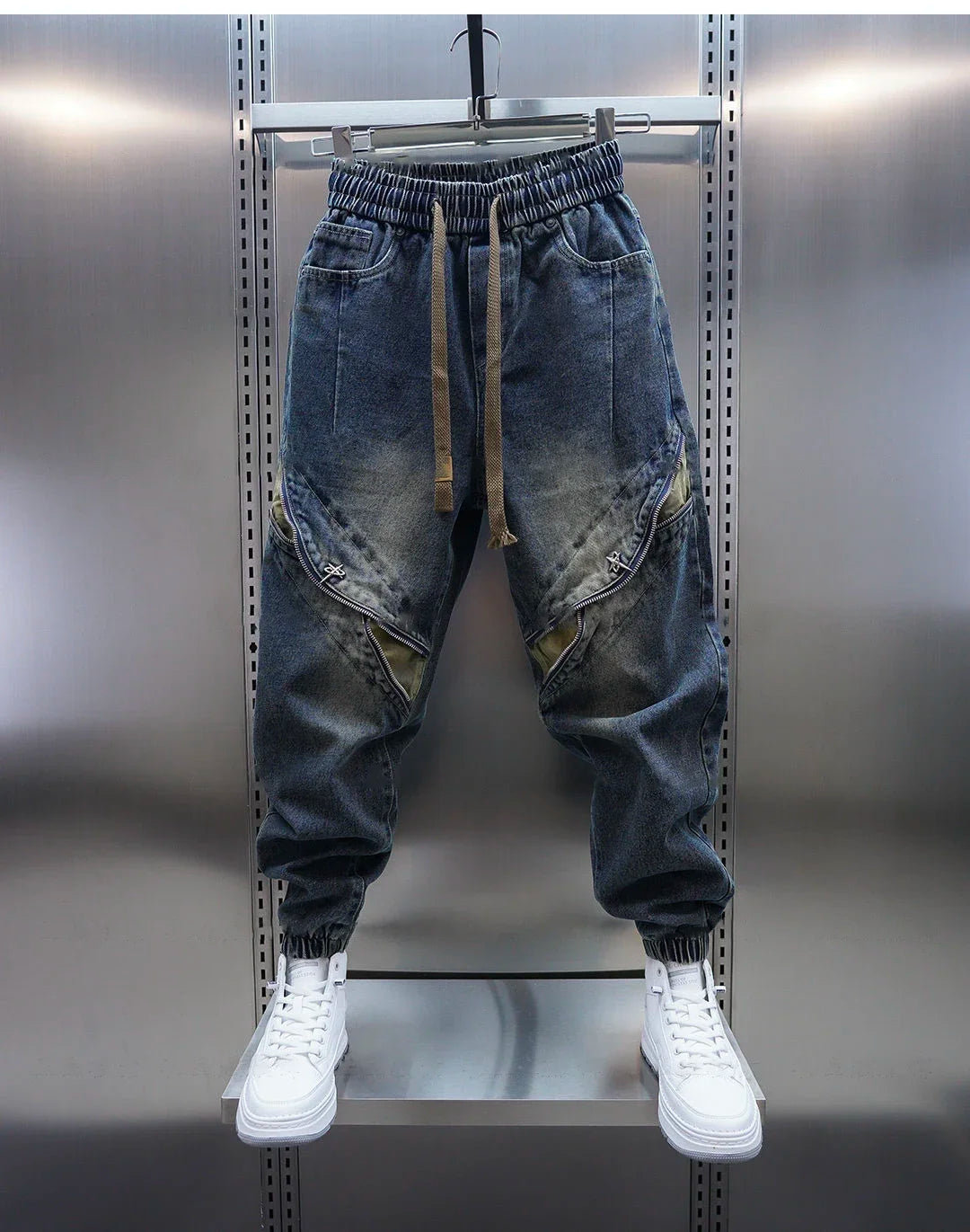 Harajuku Hip-hop Street Jeans Patchwork Design Baggy Pants Latest Fashion Trousers Designer Brand Men's Clothing