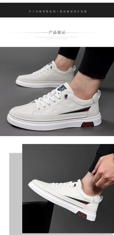 2024 spring MEN'S elevator shoes men luxury loafers white soft leather moccasins height increased 5cm taller shoes man sneakers