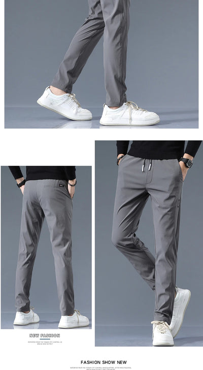 Stretch Casual Pants Men Classic Lightweight Slim Fit Trousers for Men Summer Straight Drawstring Joggers Solid khaki Pants Male