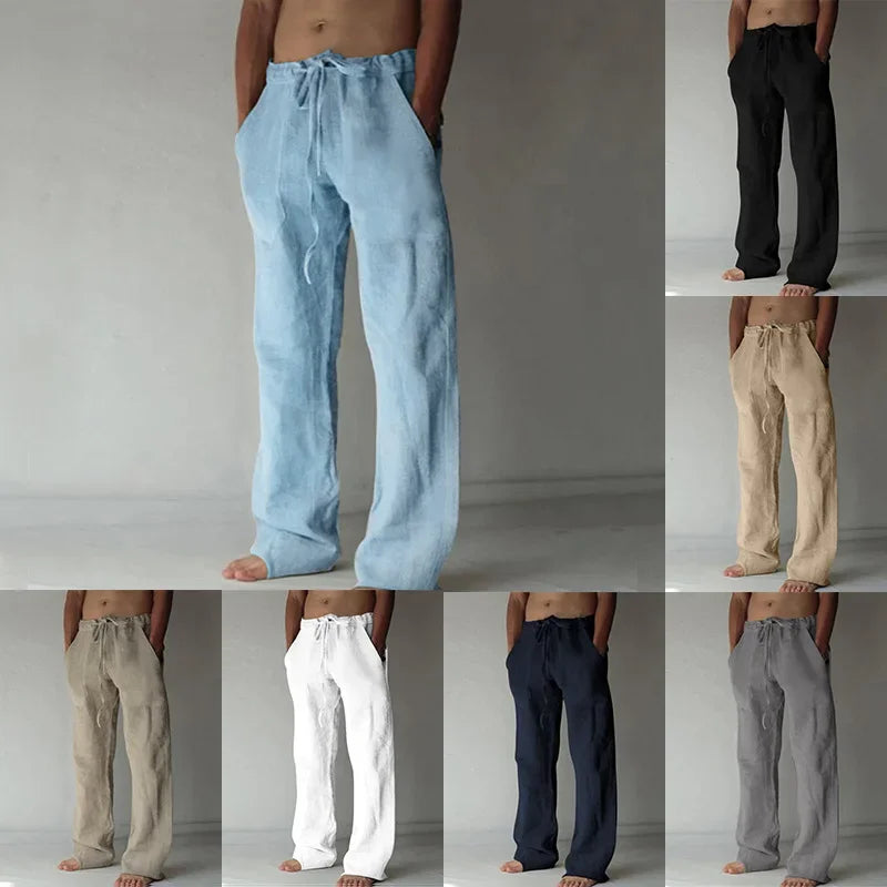 summer spring 2023 New Men's Cotton Linen Pants Male Autumn New Breathable Solid Color Linen Trousers Fitness Streetwear S-3XL