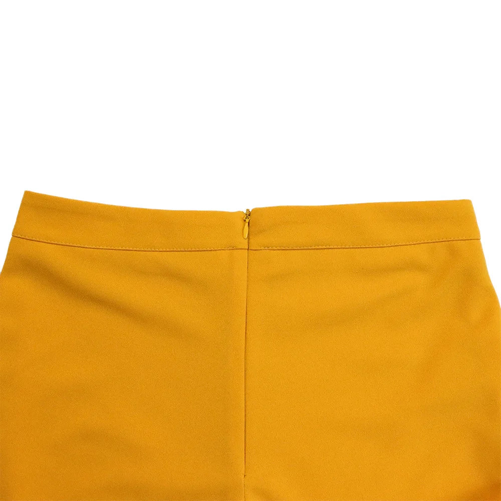 Women’s Shiny Yellow High-Waist Capris - Office & Summer Trousers