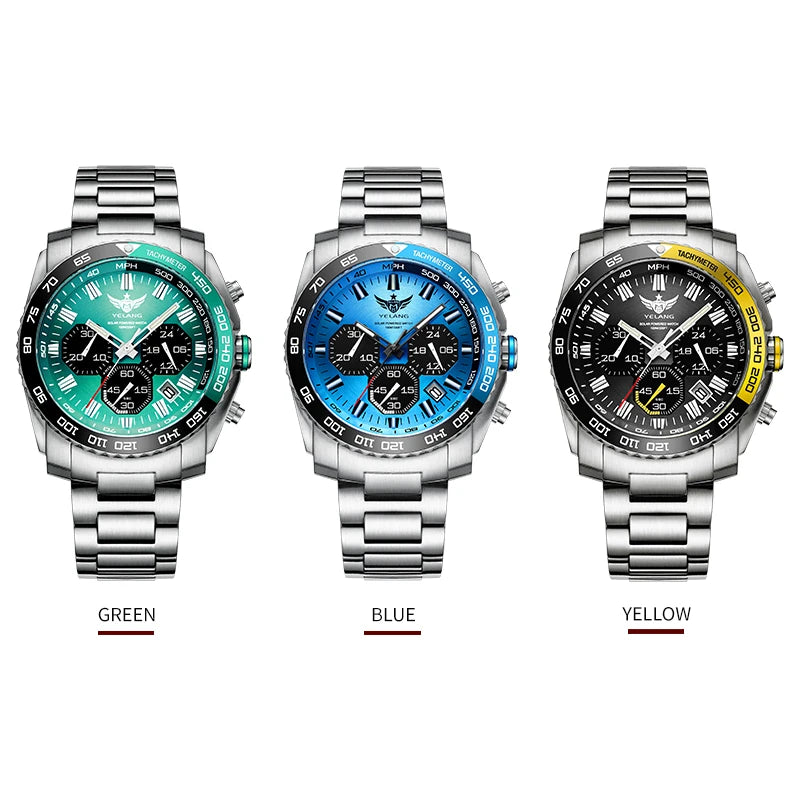 Yelang Watch Man Sports Watch Japan Eco-Drive VR42 Diving Watch 100m Professional Waterproof Gas Luminescence Reloj