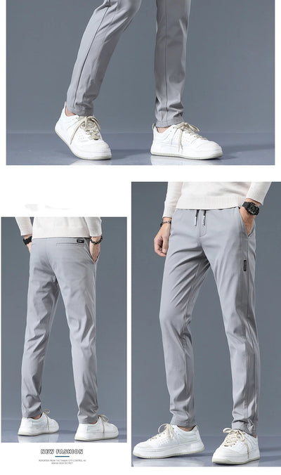 Stretch Casual Pants Men Classic Lightweight Slim Fit Trousers for Men Summer Straight Drawstring Joggers Solid khaki Pants Male