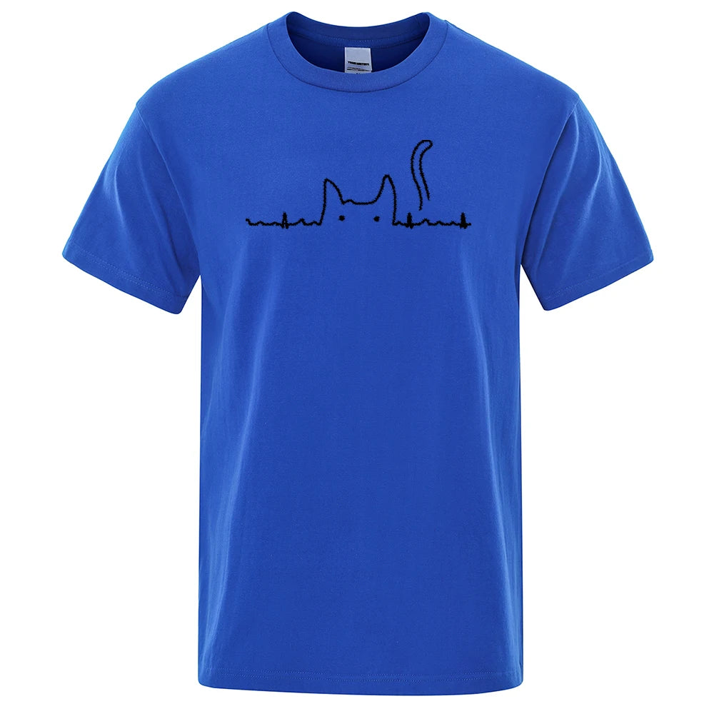 Casual Mens T Shirts Cat Cute