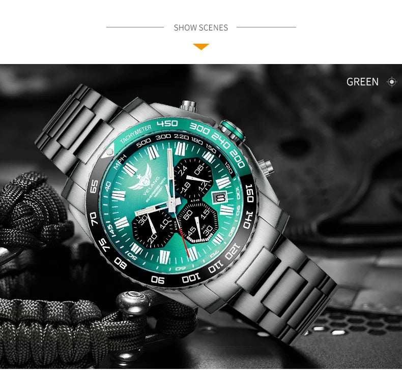 Yelang Watch Man Sports Watch Japan Eco-Drive VR42 Diving Watch 100m Professional Waterproof Gas Luminescence Reloj