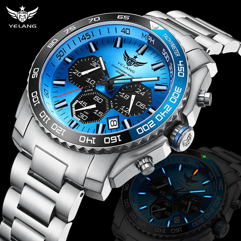 Yelang Watch Man Sports Watch Japan Eco-Drive VR42 Diving Watch 100m Professional Waterproof Gas Luminescence Reloj