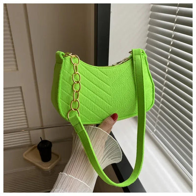 Autumn Trend Line Lightweight Shoulder Bag Crocodile Felt Small Square Bag Women's New Leisure Chain Purses and Handbags