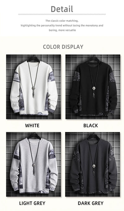 Men's Black Bandana Patchwork Sweatshirt | Stylish Casual Streetwear