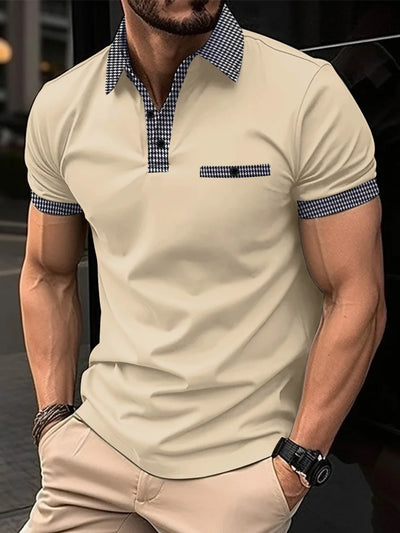 Summer New Men's Casual Short-Sleeved Polo Shirt Office Fashion Rowan Collar T-Shirt Men's Breathable Polo Shirt Men's Clothing