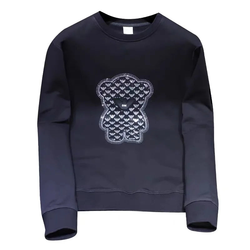 Trend Men Hoodies Hot Rhinestone Designer O-neck Pullover Autumn Winter Male Wear Fashion Neutral Style Sweater Man Clothing 4XL