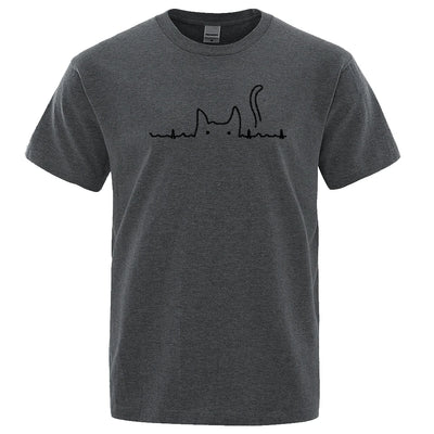 Casual Mens T Shirts Cat Cute