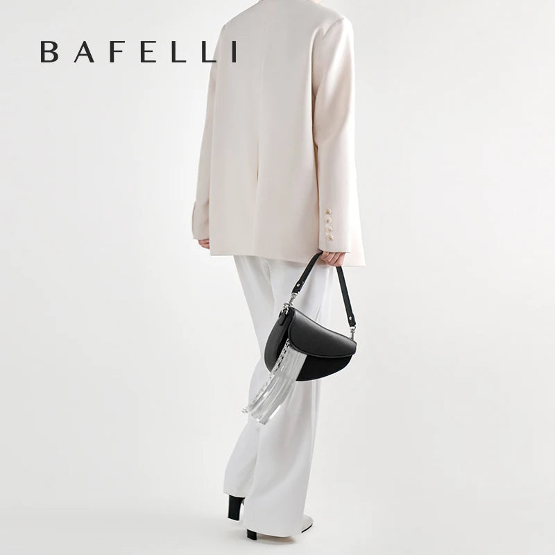 BAFELLI 2023 NEW LUXURY WOMAN BAGS LEATHER STYLISH INDIVIDUALITY FASHION TASSELS PURSE SHOULDER CROSSBODY HANDBAGS FEMALE SADDLE