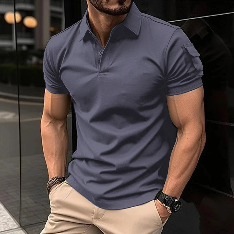 Summer New Men's Casual Short-Sleeved Polo Shirt Office Fashion Rowan Collar T-Shirt Men's Breathable Polo Shirt Men's Clothing