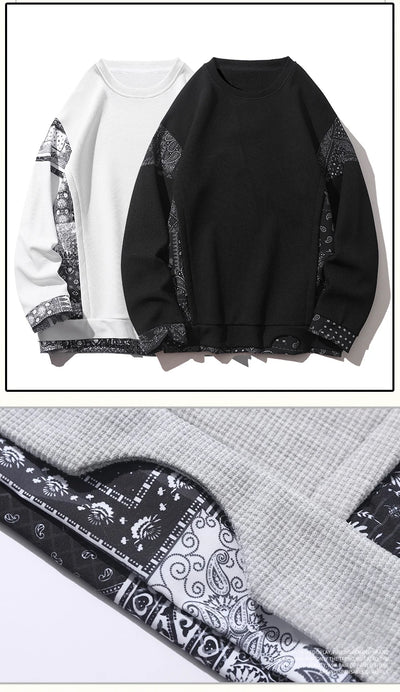 Men's Black Bandana Patchwork Sweatshirt | Stylish Casual Streetwear