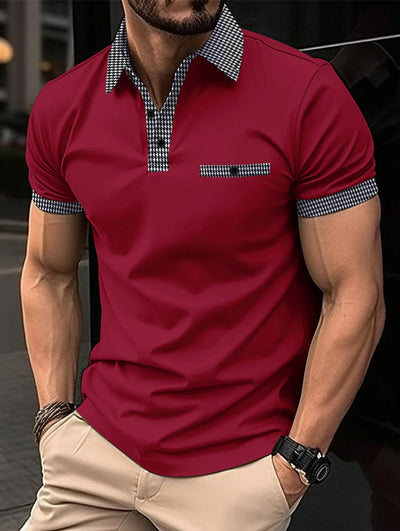 Summer New Men's Casual Short-Sleeved Polo Shirt Office Fashion Rowan Collar T-Shirt Men's Breathable Polo Shirt Men's Clothing