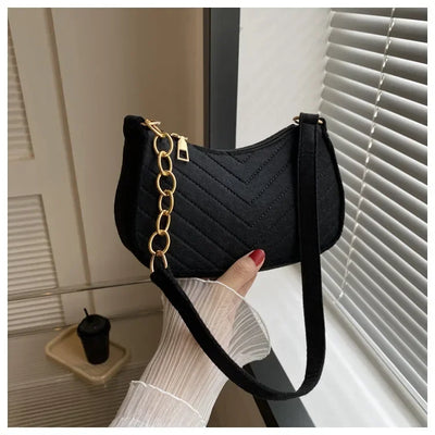 Autumn Trend Line Lightweight Shoulder Bag Crocodile Felt Small Square Bag Women's New Leisure Chain Purses and Handbags