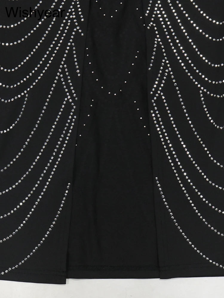 New Luxury Sparkly Crystal Rhinestone Pearl Evening Gown