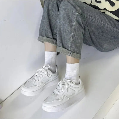 White Men's Shoes for Men Mesh Sneakers Casual Man Leather Shoes 2024 New Breathable Men's Sports Shoe Incressed Flat Male Shoes