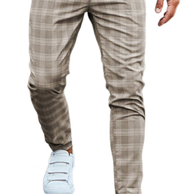 Men's Slim-Fit Plaid Trousers – Classic Checkered Pants for Stylish Looks