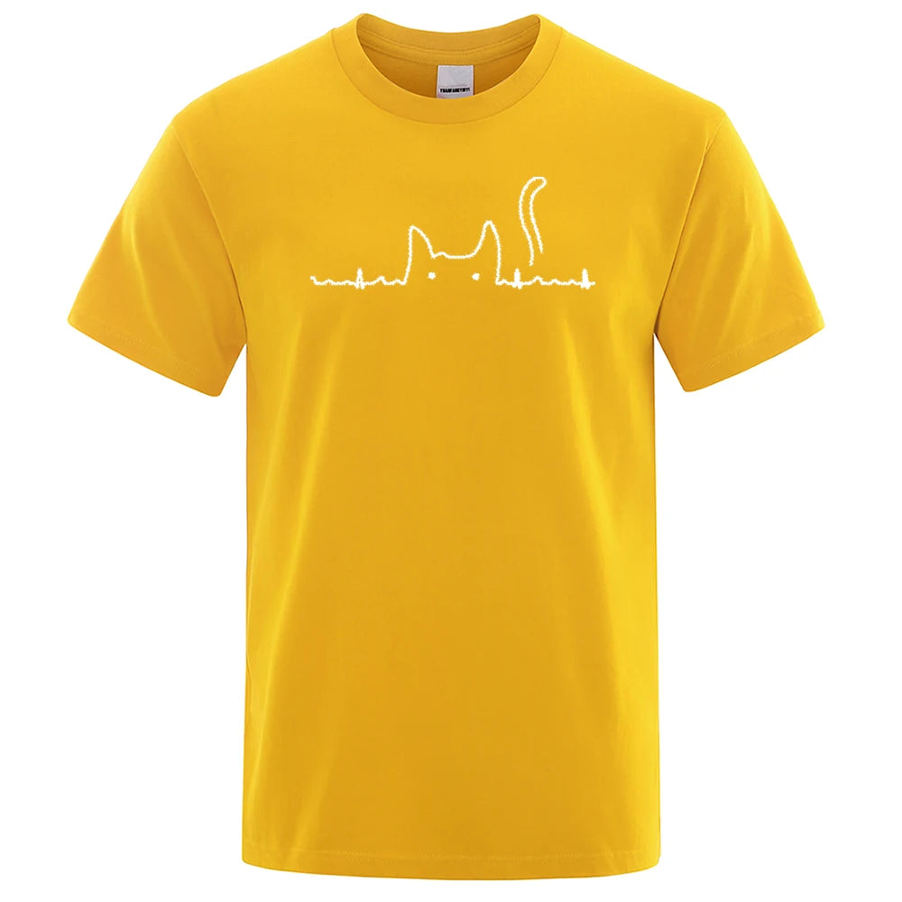 Casual Mens T Shirts Cat Cute