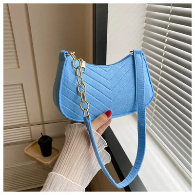 Autumn Trend Line Lightweight Shoulder Bag Crocodile Felt Small Square Bag Women's New Leisure Chain Purses and Handbags