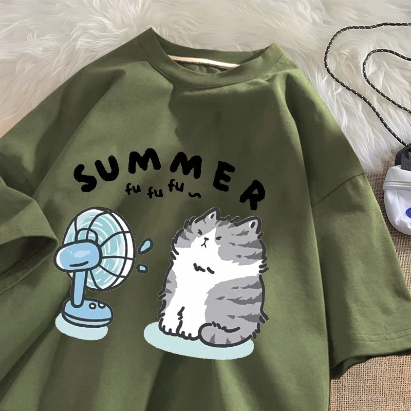 Funny Fan Cat Graphic T Shirts