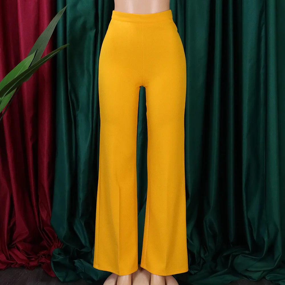 Women’s Shiny Yellow High-Waist Capris - Office & Summer Trousers