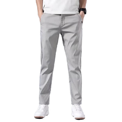 Fashion Men's Slim Fit Pants Solid Color Stretch Chino Trousers Casual Flat Front Flex Classic Full Pants Men Clothing