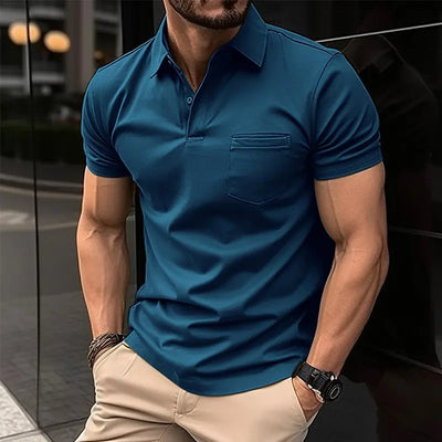 Summer New Men's Casual Short-Sleeved Polo Shirt Office Fashion Rowan Collar T-Shirt Men's Breathable Polo Shirt Men's Clothing