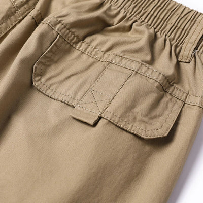 Men's 100% Cotton Sunwashed Pants, Standard Fit, Men Straight Cargo Trousers, Casual Pants, Monochromatic, Elastic Waist