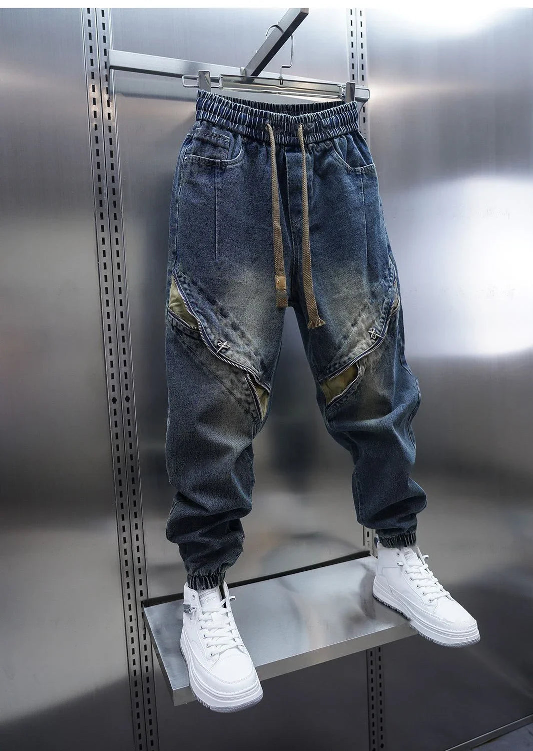 Harajuku Hip-hop Street Jeans Patchwork Design Baggy Pants Latest Fashion Trousers Designer Brand Men's Clothing