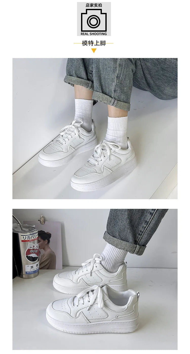 Men White Casual Man Leather Shoes Outdoor