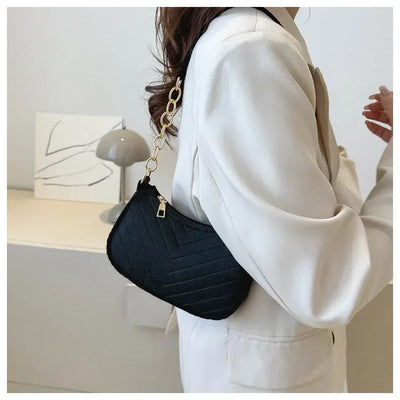 Autumn Trend Line Lightweight Shoulder Bag Crocodile Felt Small Square Bag Women's New Leisure Chain Purses and Handbags