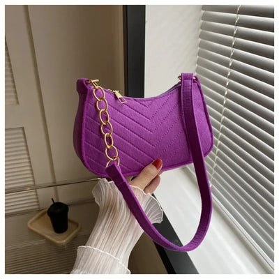 Autumn Trend Line Lightweight Shoulder Bag Crocodile Felt Small Square Bag Women's New Leisure Chain Purses and Handbags