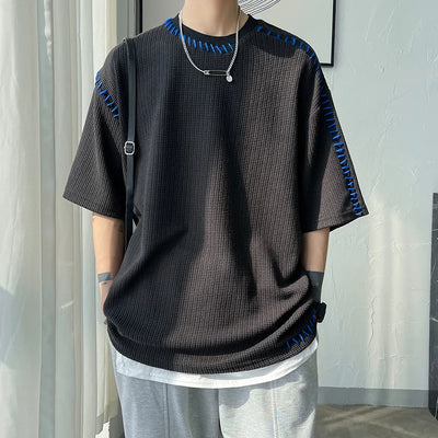 Men Summer Quality T Shirts Manual Suture Harajuku Casual Tshirt For Male 2023 New Neutral Oversize Tees Short Sleeve Tops