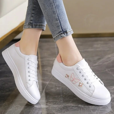 New Women's Sneakers Butterfly Embroidered Flats Women's Outdoor Running Vulcanized Shoes Breathable Women's Shoes Zapatos Mujer