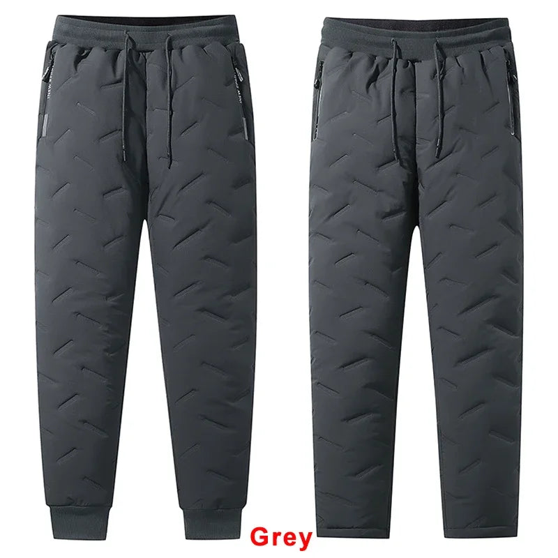 Winter Down Cotton Pants Men's Casual Waterproof Zipper Pocket Thickened Wool Warm Pants Jogger Outdoor Cold-proof Ski Pants 7XL