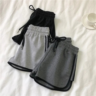 Summer High-Waisted Elastic Loose Sports And Casual Running Shorts For Women