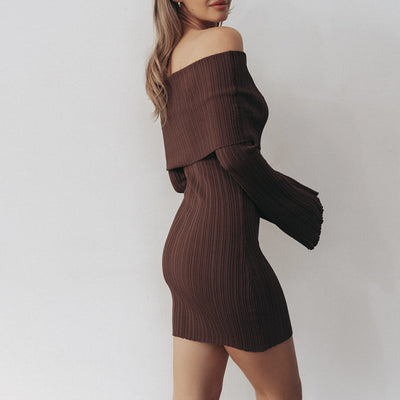 Off-shoulder Long Sleeve Dress Women's Clothing