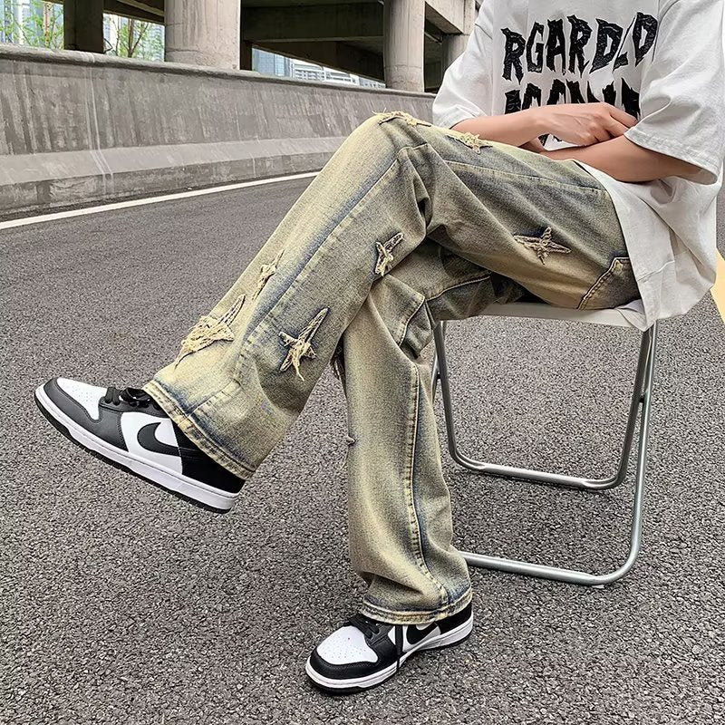 Men's Zipper Loose Denim Trousers - Comfortable Streetwear